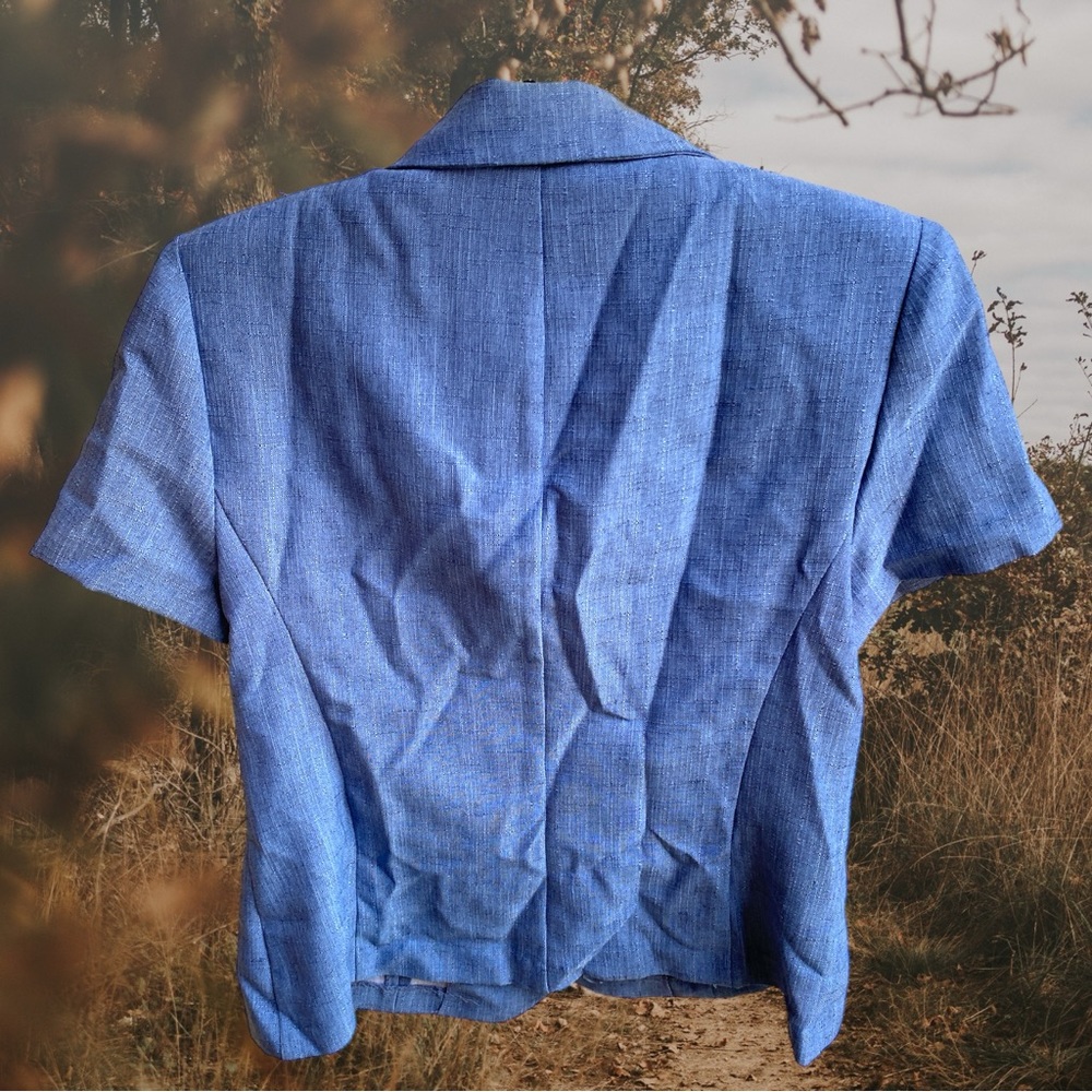 Perceptions,Crop Jacket, Size 12 Blue Embroidered… - image 4